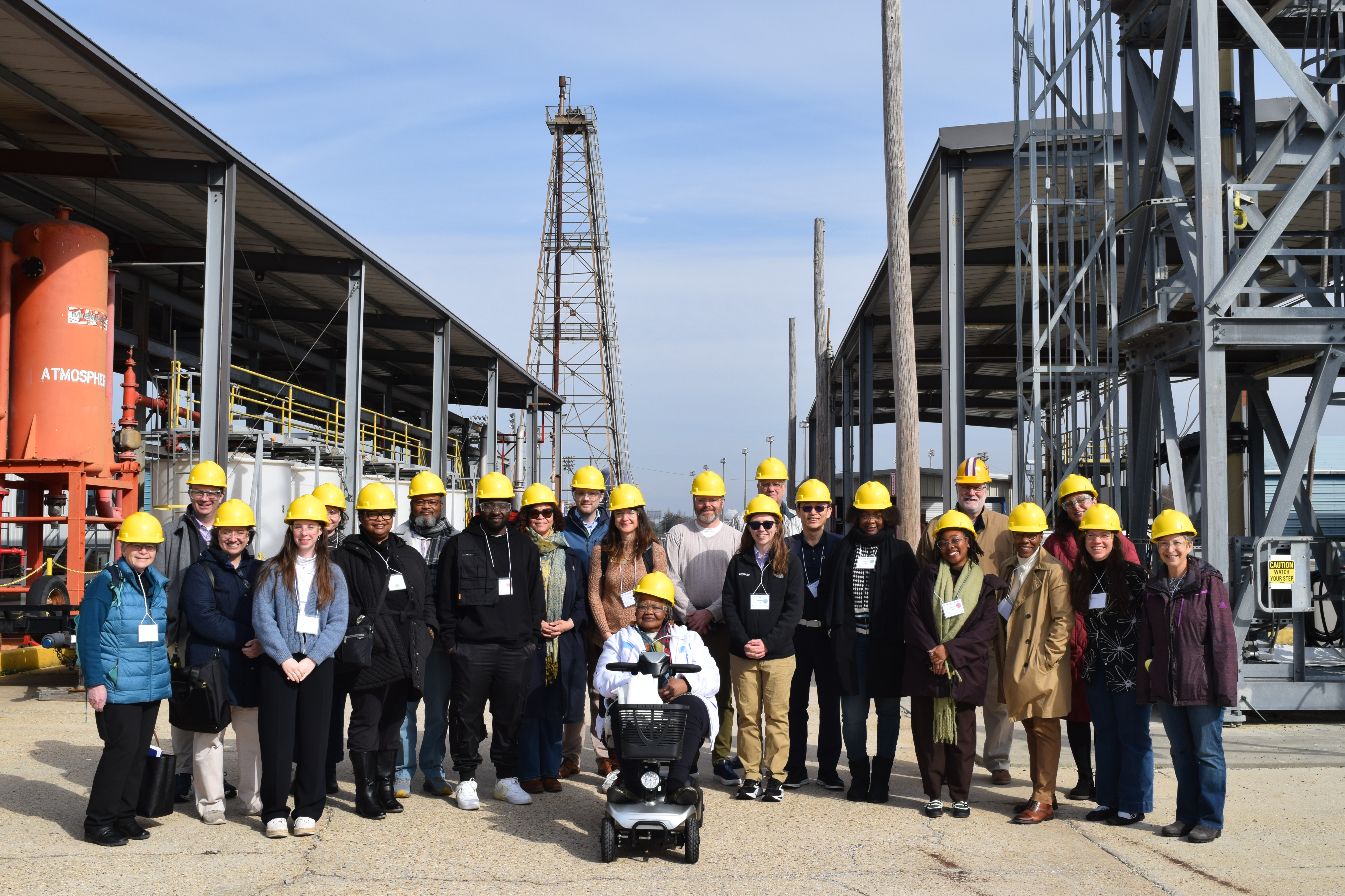 Picture of PERTT Lab tour group of people in front of construction site